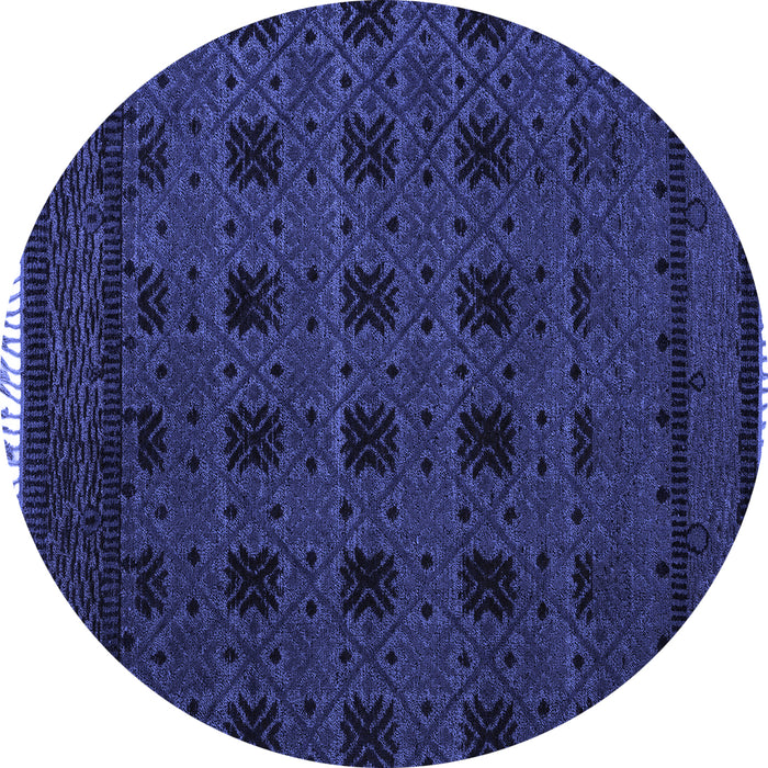 Round Abstract Blue Modern Rug, abs5060blu