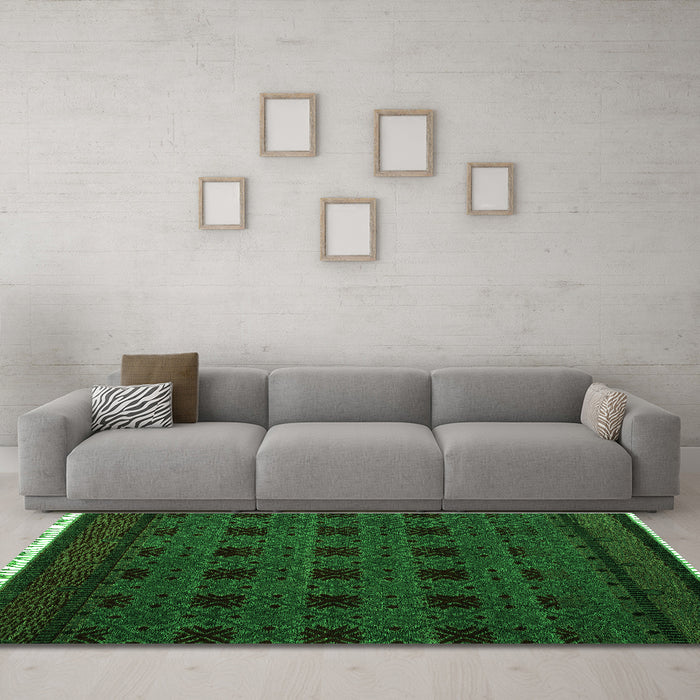 Machine Washable Abstract Green Modern Area Rugs in a Living Room,, wshabs5060grn