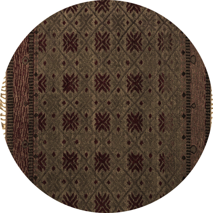Round Abstract Brown Modern Rug, abs5060brn