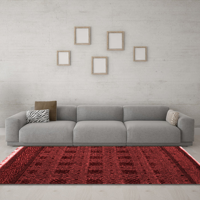 Modern Red Washable Rugs
