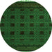 Round Machine Washable Abstract Green Modern Area Rugs, wshabs5060grn