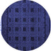 Round Machine Washable Abstract Blue Modern Rug, wshabs5060blu