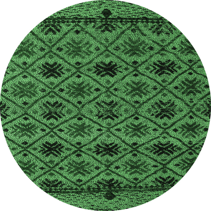 Round Abstract Emerald Green Modern Rug, abs5061emgrn