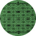 Round Abstract Emerald Green Modern Rug, abs5061emgrn