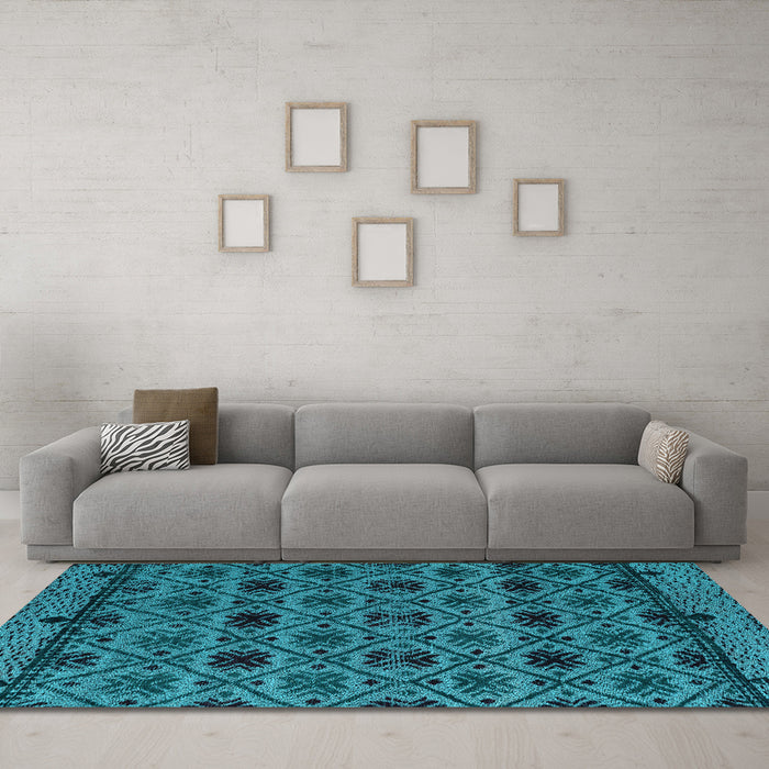 Machine Washable Abstract Light Blue Modern Rug in a Living Room, wshabs5061lblu