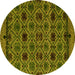 Round Abstract Yellow Modern Rug, abs5061yw