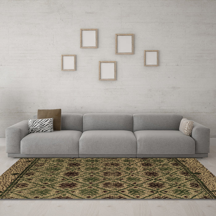 Machine Washable Abstract Brown Modern Rug in a Living Room,, wshabs5061brn