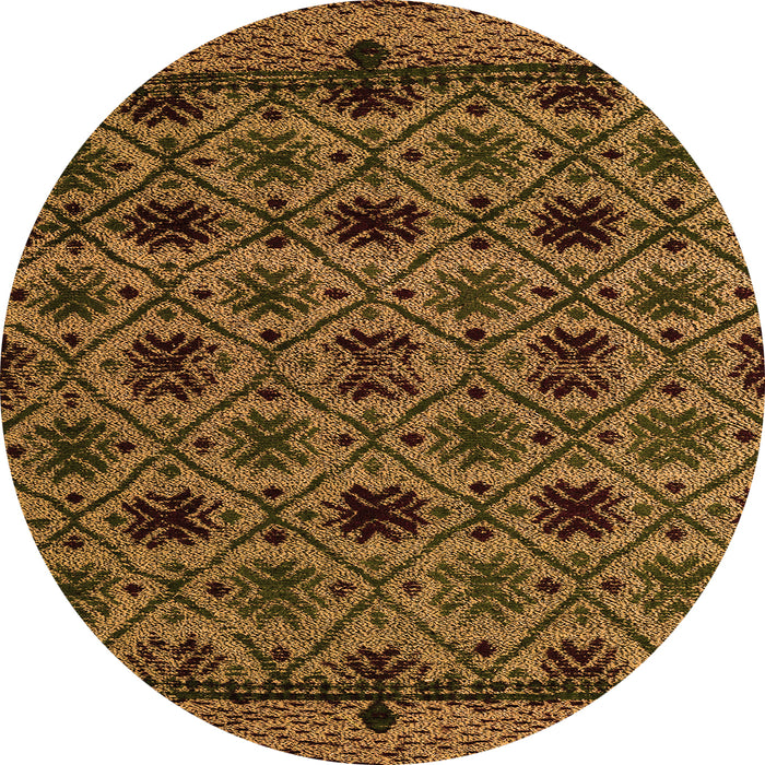 Round Machine Washable Abstract Orange Modern Area Rugs, wshabs5061org