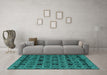 Machine Washable Abstract Turquoise Modern Area Rugs in a Living Room,, wshabs5061turq