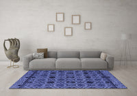 Machine Washable Abstract Blue Modern Rug, wshabs5061blu