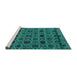 Sideview of Machine Washable Abstract Turquoise Modern Area Rugs, wshabs5061turq