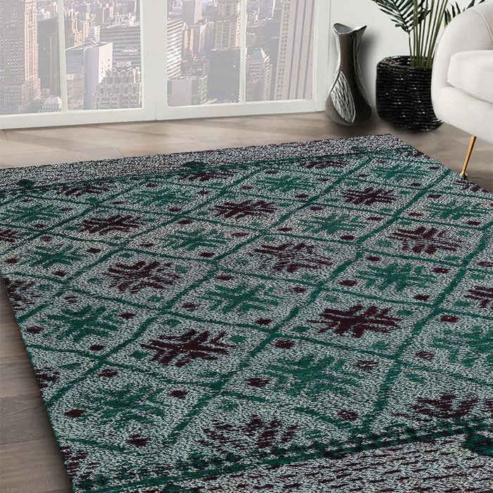 Abstract Light Slate Gray Modern Rug in Family Room, abs5061