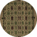 Round Machine Washable Abstract Brown Modern Rug, wshabs5061brn