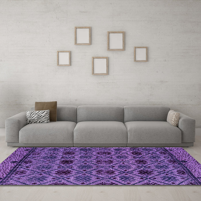 Machine Washable Abstract Purple Modern Area Rugs in a Living Room, wshabs5061pur