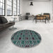 Round Abstract Light Slate Gray Modern Rug in a Office, abs5061