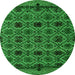 Round Abstract Green Modern Rug, abs5061grn