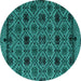 Round Abstract Turquoise Modern Rug, abs5061turq