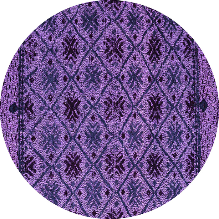 Round Abstract Purple Modern Rug, abs5061pur