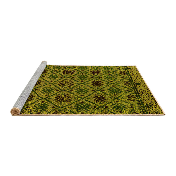 Sideview of Machine Washable Abstract Yellow Modern Rug, wshabs5061yw