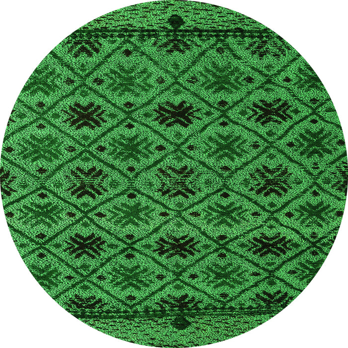 Round Machine Washable Abstract Green Modern Area Rugs, wshabs5061grn