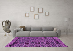Machine Washable Abstract Pink Modern Rug in a Living Room, wshabs5061pnk