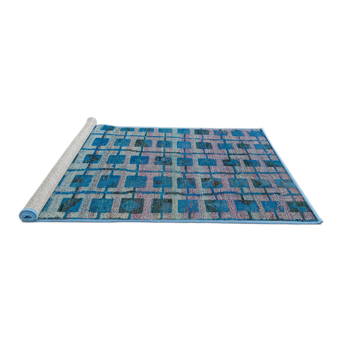 Sideview of Machine Washable Abstract Denim Blue Rug, wshabs5062