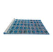 Sideview of Machine Washable Abstract Denim Blue Rug, wshabs5062