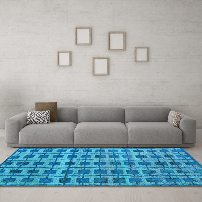 Machine Washable Abstract Light Blue Modern Rug in a Living Room, wshabs5062lblu