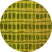 Round Abstract Yellow Modern Rug, abs5062yw