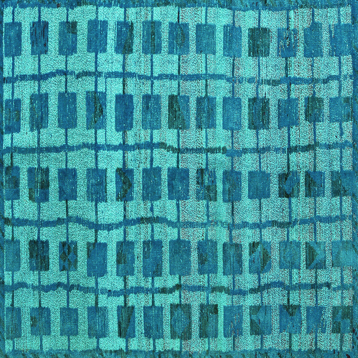 Square Machine Washable Abstract Turquoise Modern Area Rugs, wshabs5062turq