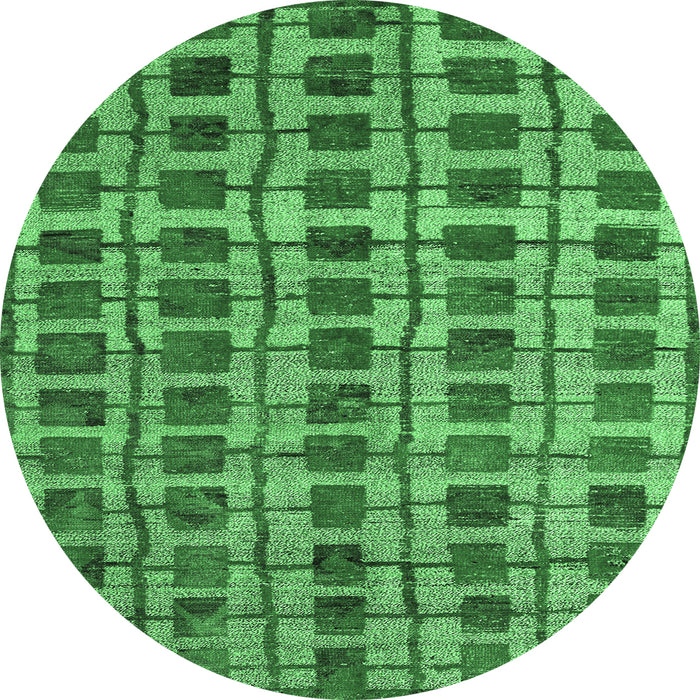 Round Abstract Emerald Green Modern Rug, abs5062emgrn