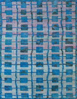 Machine Washable Abstract Denim Blue Rug, wshabs5062