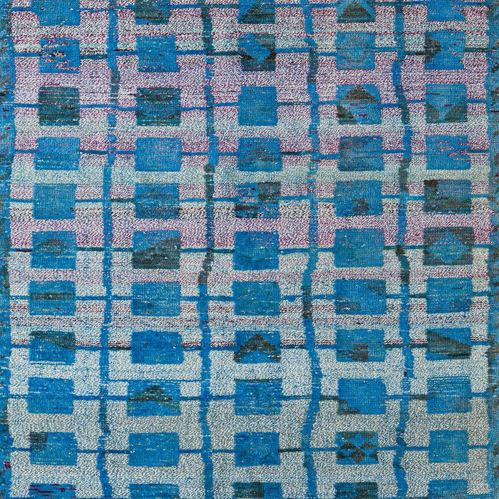 Machine Washable Abstract Denim Blue Rug, wshabs5062