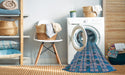 Machine Washable Abstract Denim Blue Rug in a Washing Machine, wshabs5062