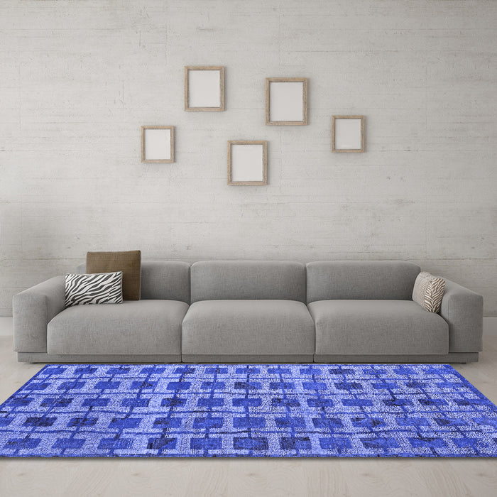 Machine Washable Abstract Blue Modern Rug in a Living Room, wshabs5062blu