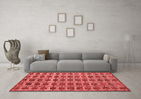 Machine Washable Abstract Red Modern Rug, wshabs5062red