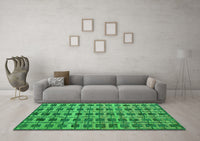 Machine Washable Abstract Green Modern Rug, wshabs5062grn