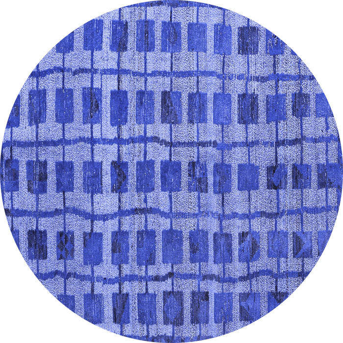 Round Abstract Blue Modern Rug, abs5062blu