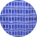 Round Abstract Blue Modern Rug, abs5062blu