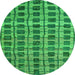 Round Abstract Green Modern Rug, abs5062grn