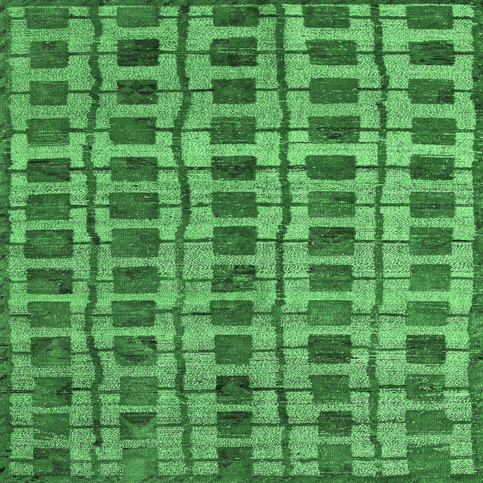Square Abstract Emerald Green Modern Rug, abs5062emgrn