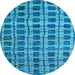 Round Abstract Light Blue Modern Rug, abs5062lblu