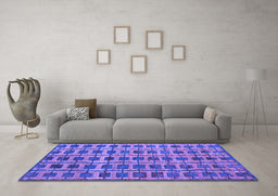 Machine Washable Abstract Purple Modern Area Rugs in a Living Room, wshabs5062pur