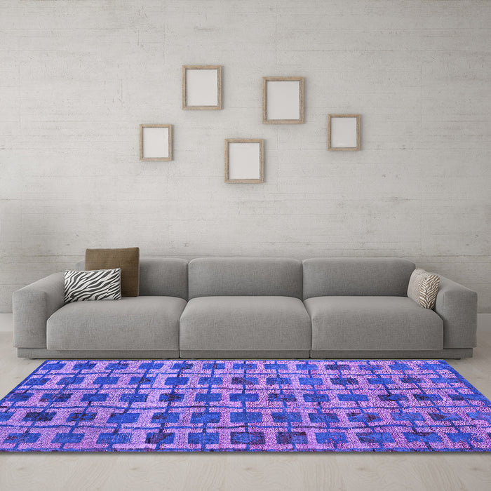 Machine Washable Abstract Purple Modern Area Rugs in a Living Room, wshabs5062pur