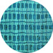 Round Abstract Turquoise Modern Rug, abs5062turq