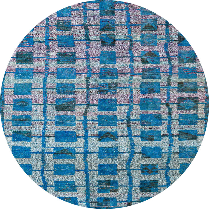 Round Abstract Denim Blue Modern Rug, abs5062