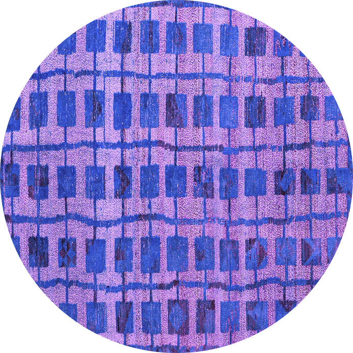 Round Machine Washable Abstract Purple Modern Area Rugs, wshabs5062pur
