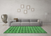 Machine Washable Abstract Emerald Green Modern Rug, wshabs5062emgrn