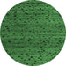 Round Abstract Emerald Green Modern Rug, abs5063emgrn