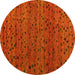 Round Abstract Yellow Modern Rug, abs5063yw